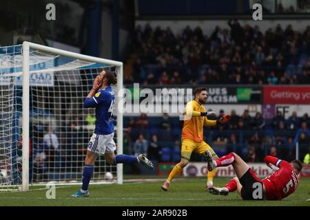 Will Keane von Ipswich Town reagiert nach einer verpassten Chance - Ipswich Town / Lincoln City, Sky Bet League One, Portman Road, Ipswich, Großbritannien - 25. Januar 2020 nur redaktionelle Verwendung - es gelten die Einschränkungen für DataCo Stockfoto