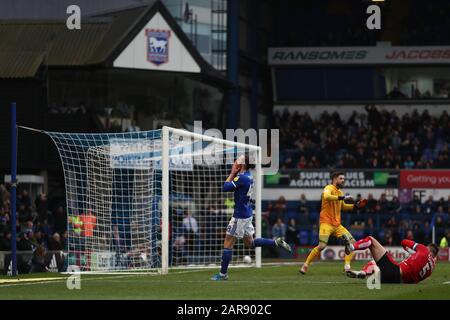 Will Keane von Ipswich Town reagiert nach einer verpassten Chance - Ipswich Town / Lincoln City, Sky Bet League One, Portman Road, Ipswich, Großbritannien - 25. Januar 2020 nur redaktionelle Verwendung - es gelten die Einschränkungen für DataCo Stockfoto