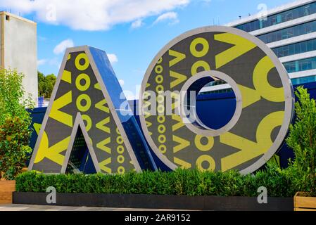 Logo der Australian Open 2020 im Melbourne Park, Melbourne, Australien Stockfoto