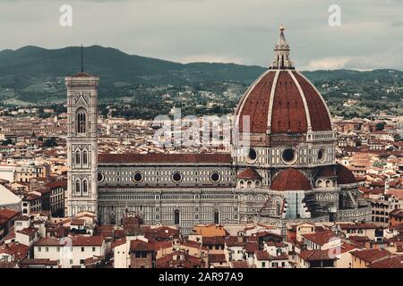 Der Dom von Florenz gesehen vom Turm von Arnolfo im Palazzo Vecchio Stockfoto