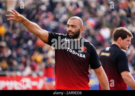 Aschi, Japan. Januar 2020. Michael Leitch () Rugby: Japan Rugby Top League 2020 Match zwischen Honda HEAT 23-32 Toshiba Brave Lupus im Paloma Mizuho Rugby Stadium in Aschi, Japan. Credit: SportsPressJP/AFLO/Alamy Live News Stockfoto