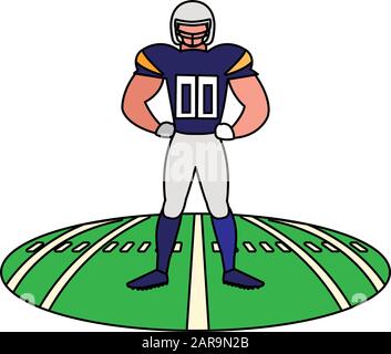 American Football Schiedsrichter mit der Hand oben auf dem Stadiongrasvektor Illustration Design Stock Vektor