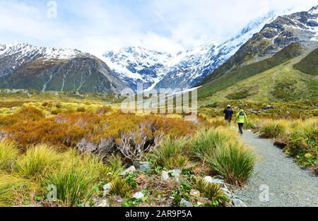 Schöner Blick auf den Gletscher im Mount Cook National Park, South Island, Neuseeland Stockfoto