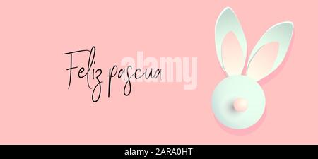 Horizontales Oster-Banner, Grußkarte, Poster. Spanische Übersetzung: Frohe Ostern. Stock Vektor