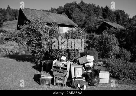 Jesus Christus Bild im Müll, Storkensohn, Haut Rhin, Grand EST, Frankreich, Europa Stockfoto