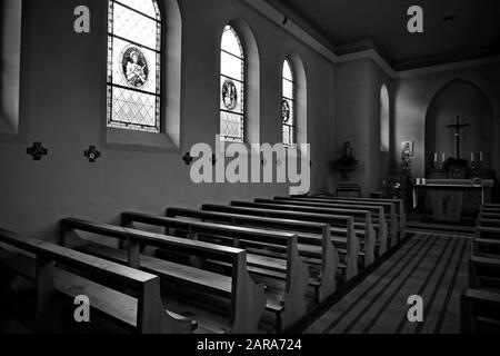 Holzkäfige Kircheninnenraum, Storkensohn, Haut Rhin, Grand EST, Frankreich, Europa Stockfoto