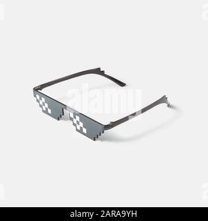 Kunst-Pixel-Brille zum Schutz vor schädlichem Licht. Stockfoto