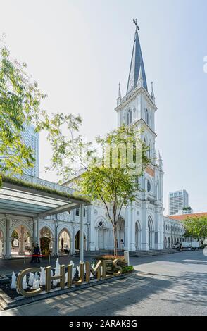 Singapur. Januar 2020. Chijmes ist ein historischer Gebäudekomplex in Singapur, der als ein Katholikenkonnhaus, das als Kloster des Hol bekannt ist, seinen Anfang nahm Stockfoto