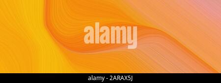 Fließendes Banner mit dunkelorange, dunklem Lachs und sandbraunen Farben. Dynamische gebogene Linien mit fließenden Wellen und Kurven. Stockfoto
