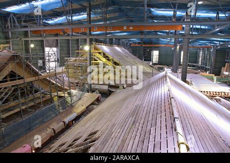 Nagoya, JAPAN - 28. APRIL 2012: Wiederaufbauarbeiten im Honmaru-Palast in Nagoya, Japan. Der Honmaru-Palast ist Teil der berühmten Burg Nagoya. Stockfoto