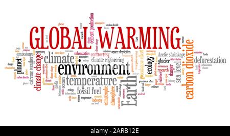 Die globale Erwärmung Wort cloud. Klimawandel Konzept. Stockfoto