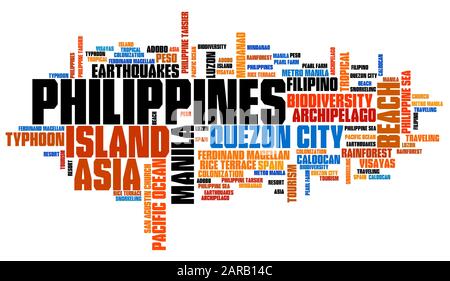 Philippinen tag cloud Abbildung. Land Wort Collage. Stockfoto