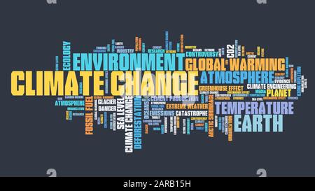Klimawandel Wort cloud. Umwelt und globale Erwärmung Themen. Stockfoto