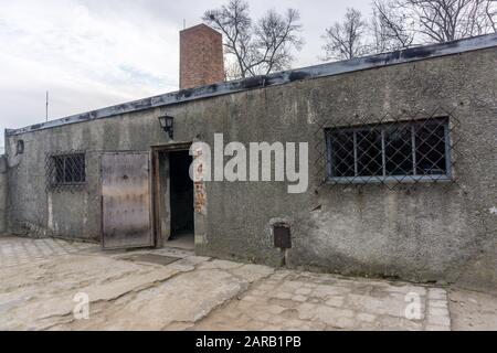 Gaskammer im KZ Auschwitz, Oświęcim, Polen Stockfoto