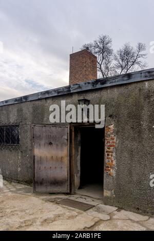 Gaskammer im KZ Auschwitz, Oświęcim, Polen Stockfoto