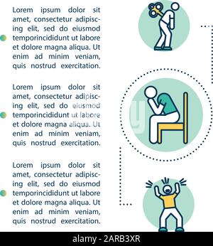 Konzeptsymbol für psychische Symptome mit Text. Psychische Störungen. Traurigkeit, Depression. PPT-Seitenvektorvorlage. Broschüre, Magazin, Booklet de Stock Vektor