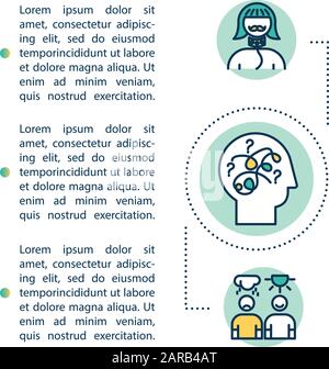 Mentale Erkrankungen Typen Konzeptsymbol mit Text. Psychische Störungen. Schizophrenie. Gesundheitswesen. PPT-Seitenvektorvorlage. Broschüre, Magazin, Buchl Stock Vektor