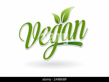 Veganes Logo frisches grünes Blatt auf weißem Hintergrund Stock Vektor