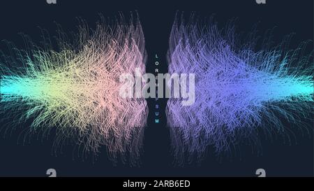 Wissenschaftliche Vektordarstellung Quantencomputertechnologie, Wellenfluss. Plexus-Fiktion-Effekt. Tiefes Lernen künstlicher Intelligenz. Big Data Stock Vektor