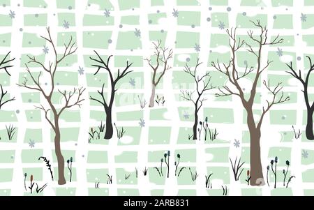 Silhouetten von Bäumen auf dezente Hintergrund. Baum Muster. Vector Illustration Stock Vektor