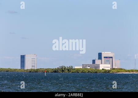 USAF United States Air Force Rocket and Space Craft Assembly Building im John F Kennedy Space Center in Cape Canaveral, Florida Stockfoto