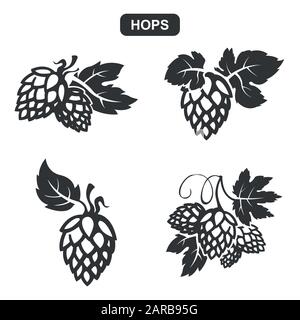 Silhouette-Symbole für schwarze Vektorhops Auf weißem Hintergrund Stock Vektor