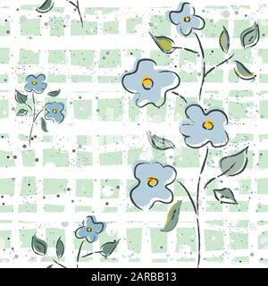 Cute nahtlose Hintergrund mit Pflanzen, Blumen und Blätter. Vector Illustration. Stock Vektor