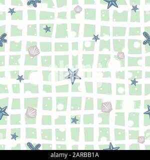 Nahtlose Muster mit Muschel. Wiederholen Hintergrund. Vector Illustration Stock Vektor