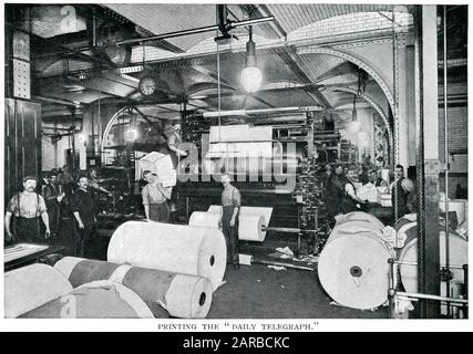 Daily Telegraph, Drucksaal in Der Fleet Street, London. Datum: 1900 Stockfoto