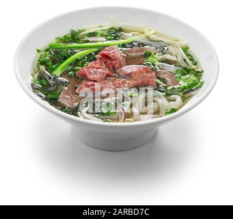 Hausgemachte Pho Bo, vietnamesische Nudelsuppe aus Rindfleisch Stockfoto