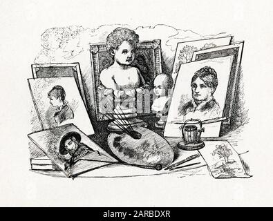 "Little Women" von Louisa May Alcott - Amys Versuche auf Kunst. Stockfoto