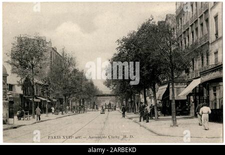 Szene in der Avenue de Clichy, 17. Arrondissement, Paris, Frankreich. Stockfoto