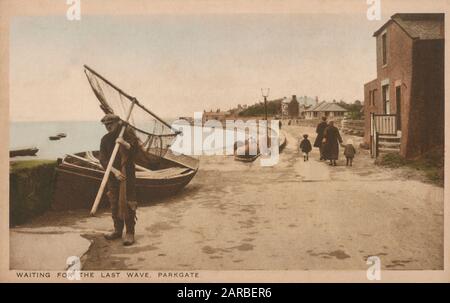 "Warten auf die letzte Welle" - Parkgate, Cheshire, England. Stockfoto