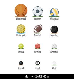 Satz Sportbälle. Vektorgrafiken Stock Vektor