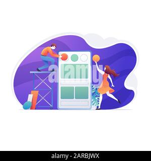 Organigramm Unternehmenshierarchie. Die Arbeitshierarchie bestimmt die Arbeitsebene der Mitarbeiter, die unterschiedliche Positionen einnehmen Stock Vektor