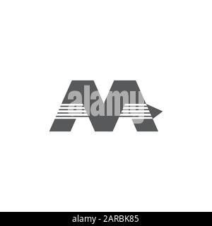 Buchstabe m Streifen schneller Pfeil geometrischer Logo-Vektor Stock Vektor