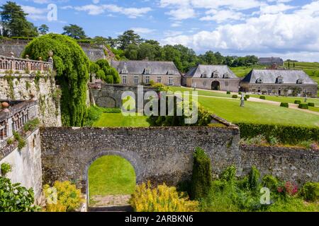 Frankreich, Indre et Loire, Chancay, Chateau de Valmer Gärten, Burggräben // Frankreich, Indre-et-Loiré (37), Chançay, jardins du château de Valmer, Douves Stockfoto