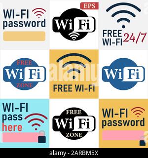 Die Wi-Fi-Signalsymbole. Moderne Internetsymbole. Stock Vektor