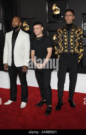 Los Angeles, Kalifornien, USA. Januar 2020. TY Dolla Dollar IGNY, Ty Dolla Sign, Skrillex kommen auf den 62. Jährlichen Grammy Awards roten Teppich, der am 26. Januar 2020 im Staples Center in Los Angeles, Kalifornien, Vereinigte Staaten abgehalten wird. (Foto von Sthanlee B. Mirador/Sipa USA) Kredit: SIPA USA/Alamy Live News Stockfoto