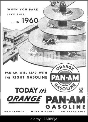 Pan-AM-BENZINWERBUNG Mitte der 1930er Jahre, inspiriert von der Arbeit von Norman Bel Geddes Stockfoto