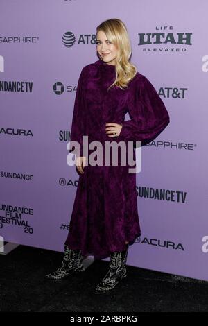 Park City, UT, USA. Januar 2020. Meredith Hagner bei der Ankunft von PALM SPRINGS Premiere auf dem Sundance Film Festival 2020, Library Center Theatre, Park City, UT 26. Januar 2020. Credit: Ja/Everett Collection/Alamy Live News Stockfoto