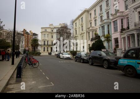 25. Januar 2020 - London, Großbritannien: Blick auf die Straße in Notting Hill Stockfoto