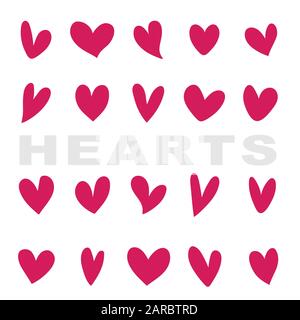 Satz verschiedener Formen Herzen für Valentinstag Stock Vektor