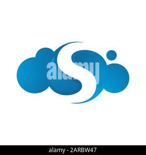 Modernes Design mit blauen Wolkenlogo, Vektorwolken, Symbolillustrationen Stock Vektor
