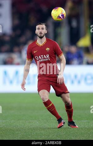 Rom, Italien. Juli 2019. Bryan Cristante von AS Roma beim Serie-A-Spiel zwischen Roma und Lazio im Stadio Olimpico, Rom, Italien am 26. Januar 2020. Foto von Luca Pagliaricci Credit: UK Sports Pics Ltd/Alamy Live News Stockfoto