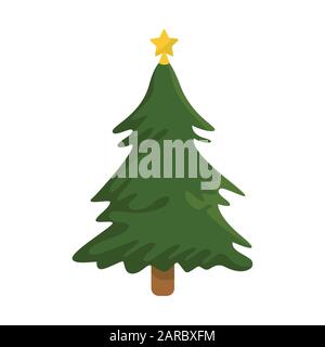 Pinie, Weihnachtsbaum, Cartoon-Vektor-Illustration Stock Vektor