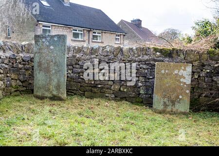 Die Lydgate Graves von George Darby und seiner Tochter Mary, Eyam Plague Village, Derbyshire, Großbritannien Stockfoto