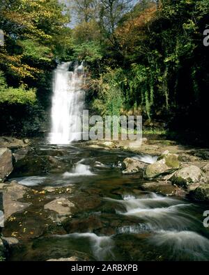 Wasserfall am Fluss Caerfanell, Blaen Y Glyn, Brecon Beacons National Park, Powys, Wales. Stockfoto