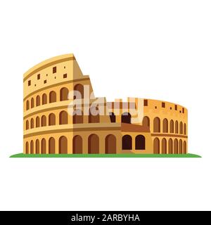 Kolosseum oder Kolosseum von Rom. Italienisches uraltes Amphitheater. Flache Vektorgrafiken Stock Vektor