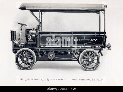 Knox Vintage Commercial Cars, Vans & Trucks, Nr. 342, Modell D-7, 1 1/4 Tonnen Express Van, Truck, Illustration, 1909 Stockfoto